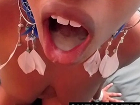 Innocent black step daughter mouth sprayed with hot load of semen by step dad sheisnovember large tits out with mouth open for horny daddy pumping cock into her mouth in her bedroom by msnovember