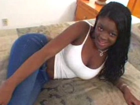 Young black teen w big tits in ebony blowjob amateur video