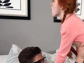 Petite redhead pounded by stepdads friend