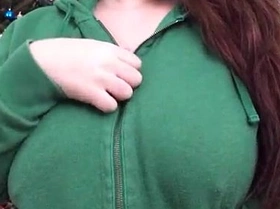 Busty 20yr old playing with 36hh boobs