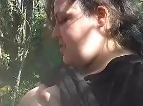 Blowjob and tit cumshot in the woods