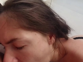Influencer petite girl made me a blowjob in balcony at sunset