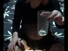 Crossdressing sissy mark wright wishing this was your piss and cum he was swollowing down the back of his throat as he drinks his own piss and cum from a glass