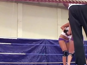 Glamour babes wrestle in the ring