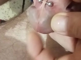 Homemade piercing my cock