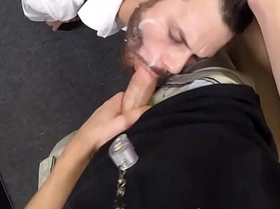 Broke waiter cocksucking and facialized