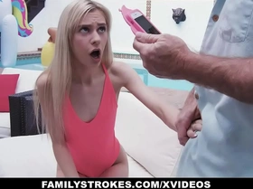 Familystrokes - blonde teen gets caught by grandpa and sucks his dick