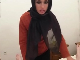 Gorgeous muslim babe riding cock for cash