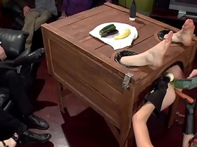 Slave stuffed with food in public