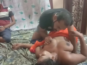 Small penis husband sharing his wife with cum inside her pussy!!