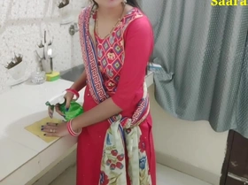Indian hot wife got fucked while cleaning in kitchen