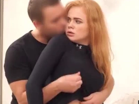 Debt4k. Ginger sucks dick and spreads legs after takes a loan for new TV