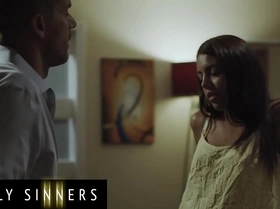 FAMILY SINNERS - Slender Babe Can\'t Resist Her Boyfriend\'s Father\'s Sexual Demands And Lets Him Fuck Her