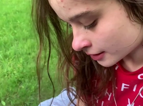 Lesbian best friend sucks dick on the park bench