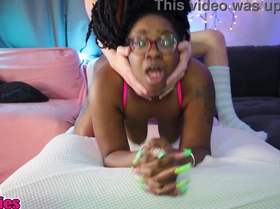 Black & Ebony Throat Fucking Day 23/28 ~ Black Girl Rough Fucked by a White Boy