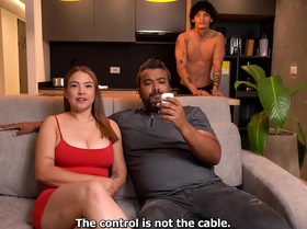 I love my stepmother! She gives me her big tits on my step dad\'s back