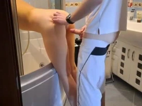 She was trying to clean the bath, but I couldn’t resist fucking her passionately right there, turning a simple chore into a wild, heated fantasy