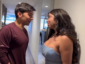 I convince my Neighbor to come into my apartment while my parents are away and I fuck him in the living room until he fills my pussy with cum! Verito Aguas