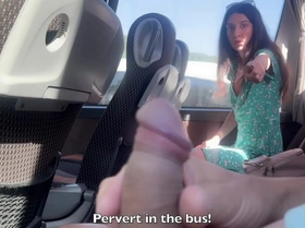 Public Dick Flashing in the Bus - Pervert Jerks Off On Girl And She Grabs His Cock