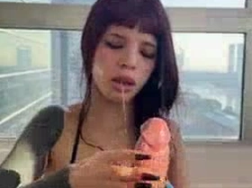 Intense deepthroat compilation with creamy milk overflowing from a submissive Latina\'s eager mouth.